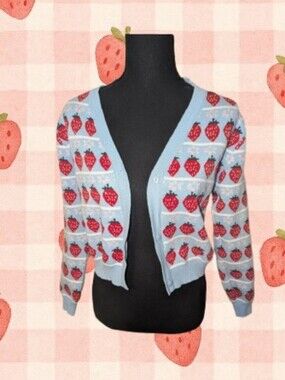 Strawberry Print Cardigan